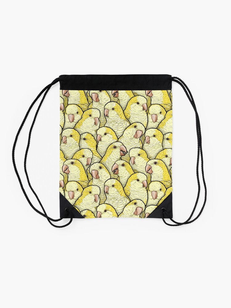 Alternate view of Yellow Lutino Quaker Parrots Drawstring Bag