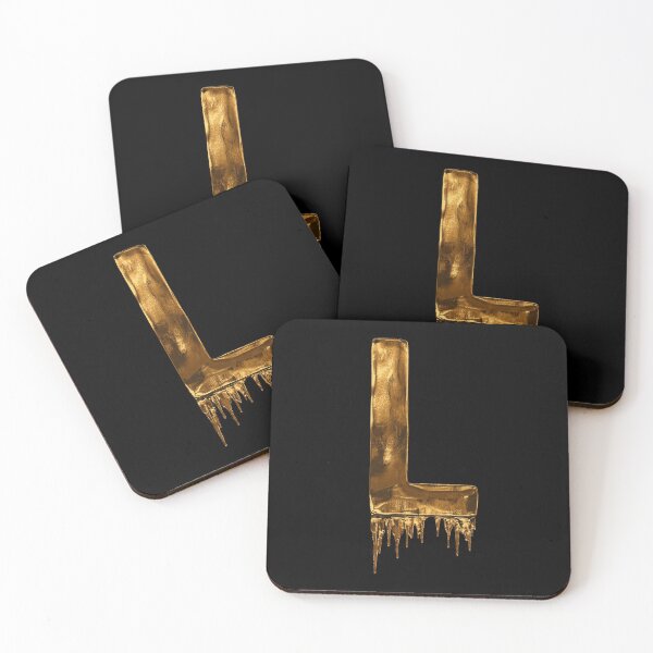Item preview, Gold Drip  on Black Alphabet Letter L designed and sold by MPowerTeez.
