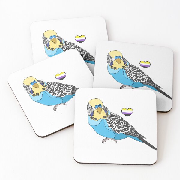 Item preview, Nonbinary Heart Budgie designed and sold by AdoraBirdArt.