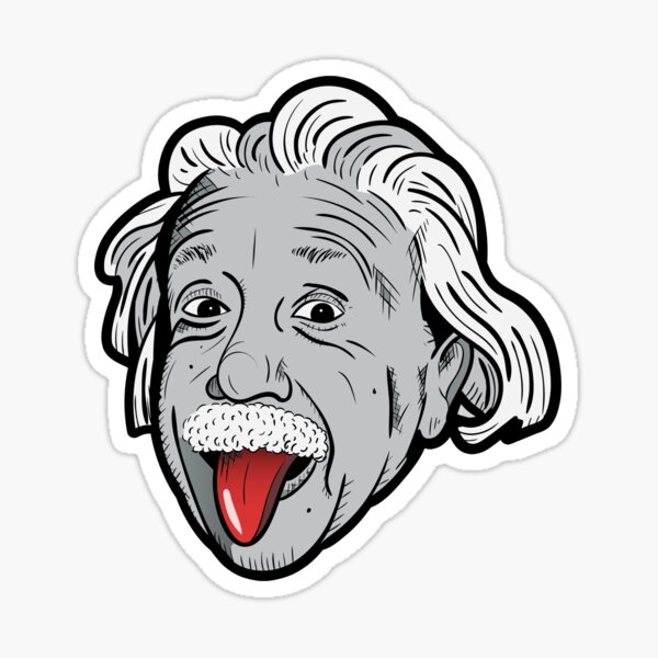 Albert, Einstein, famoso, persona, gente, hombre, caras, teórico, física, gracioso, humor, relatividad, ciencia, científico, arte Pegatina