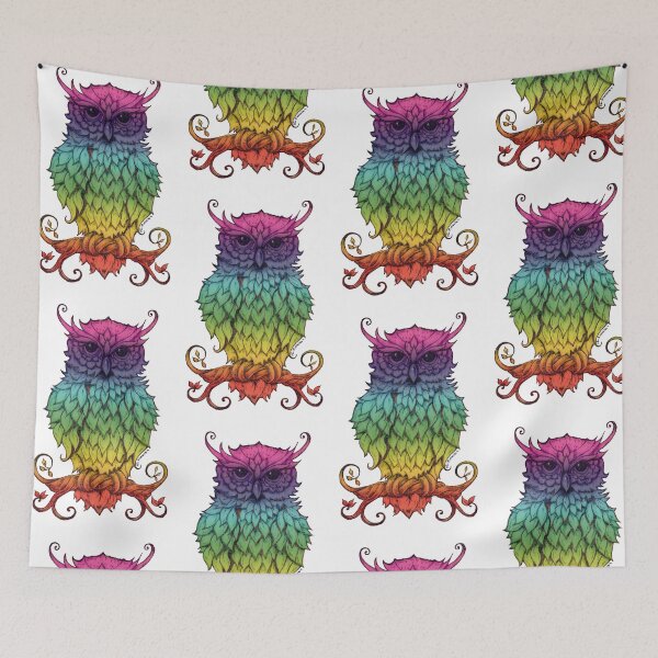 Item preview, Rainbow Wood Owl designed and sold by Isobel Von Finklestein.