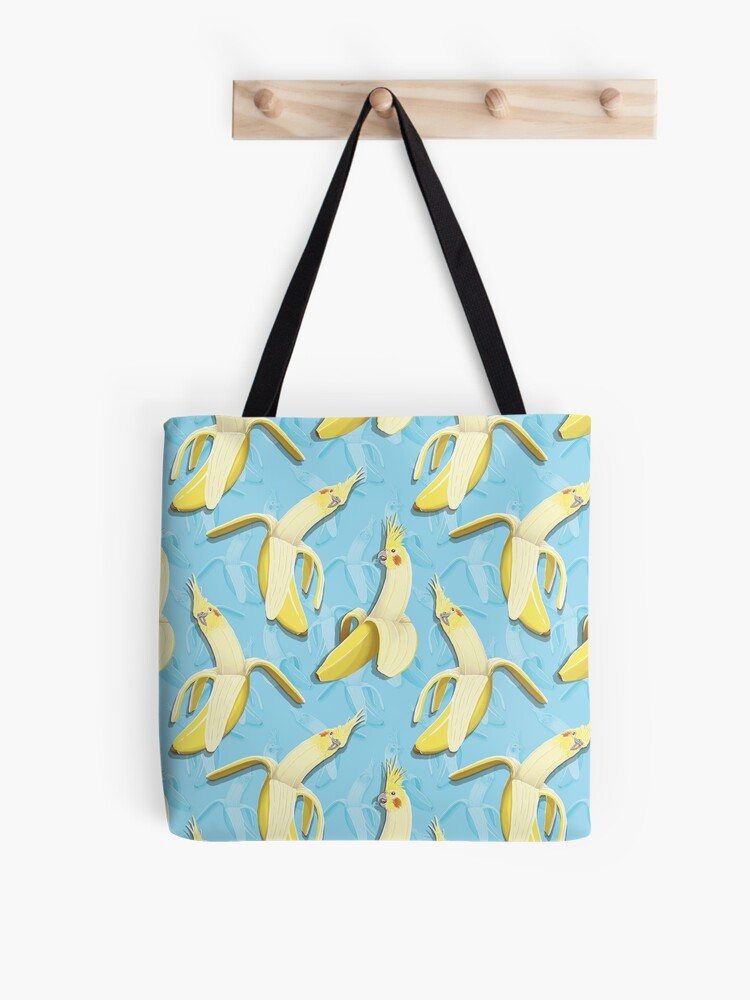 Thumbnail 1 of 2, Tote Bag, Bananaaaa! - Cockatiel Banana Pattern designed and sold by MaratusFunk.