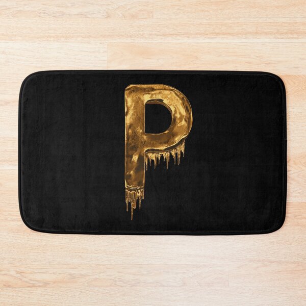 Item preview, Gold Drip Alphabet Letter P on Black  designed and sold by MPowerTeez.
