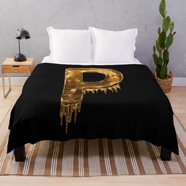 Item preview, Gold Drip Alphabet Letter P on Black  designed and sold by MPowerTeez.