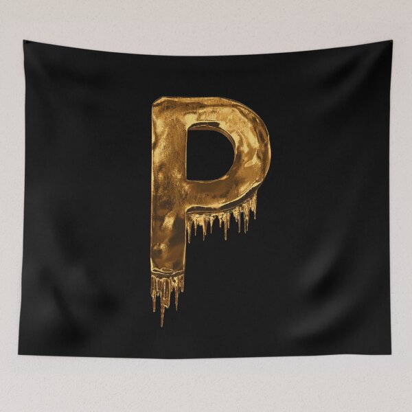 Item preview, Gold Drip Alphabet Letter P on Black  designed and sold by MPowerTeez.