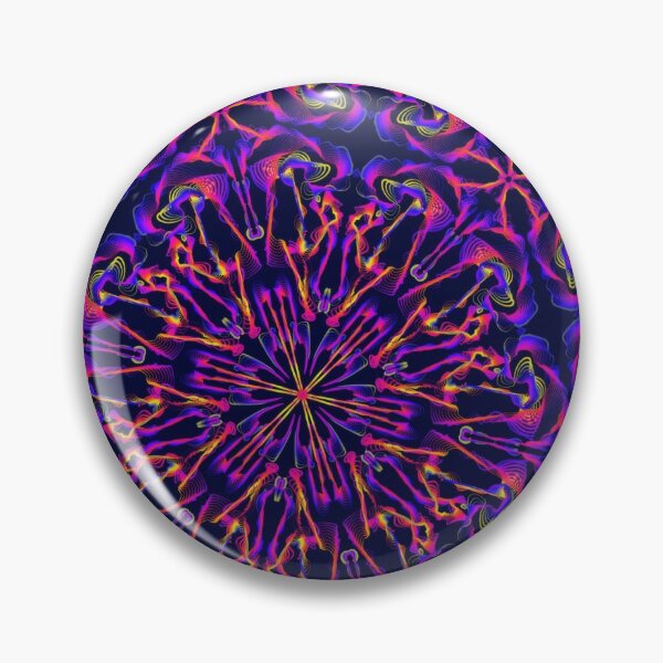 Item preview, Neon Pink, Purple, Blue, And Yellow mandala geometric pattern on black background, variation 2  designed and sold by wild.geranium.design.
