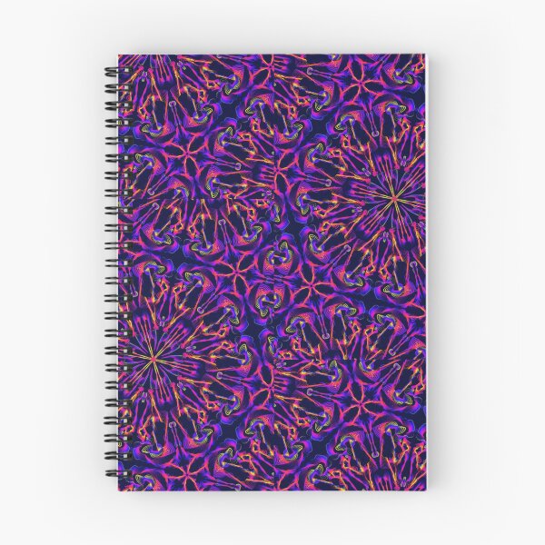 Item preview, Neon Pink, Purple, Blue, And Yellow mandala geometric pattern on black background, variation 2  designed and sold by wild.geranium.design.