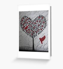 Romantic design of birds and a heart tree Greeting Card