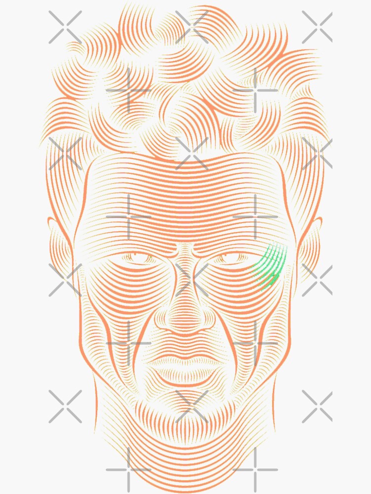 Face View In Line Art Sticker For Sale By Khanchoice Redbubble