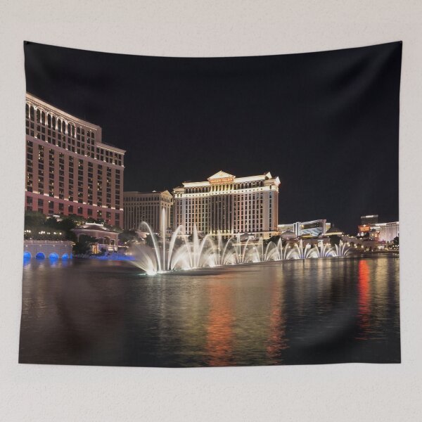 Item preview, Splendiferous Las Vegas Fountains - Dainty Jets with Bellagio and Caesars Palace at Midnight designed and sold by Georgia Mizuleva.