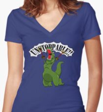 Unstoppable T-Rex Tailliertes T-Shirt mit V-Ausschnitt