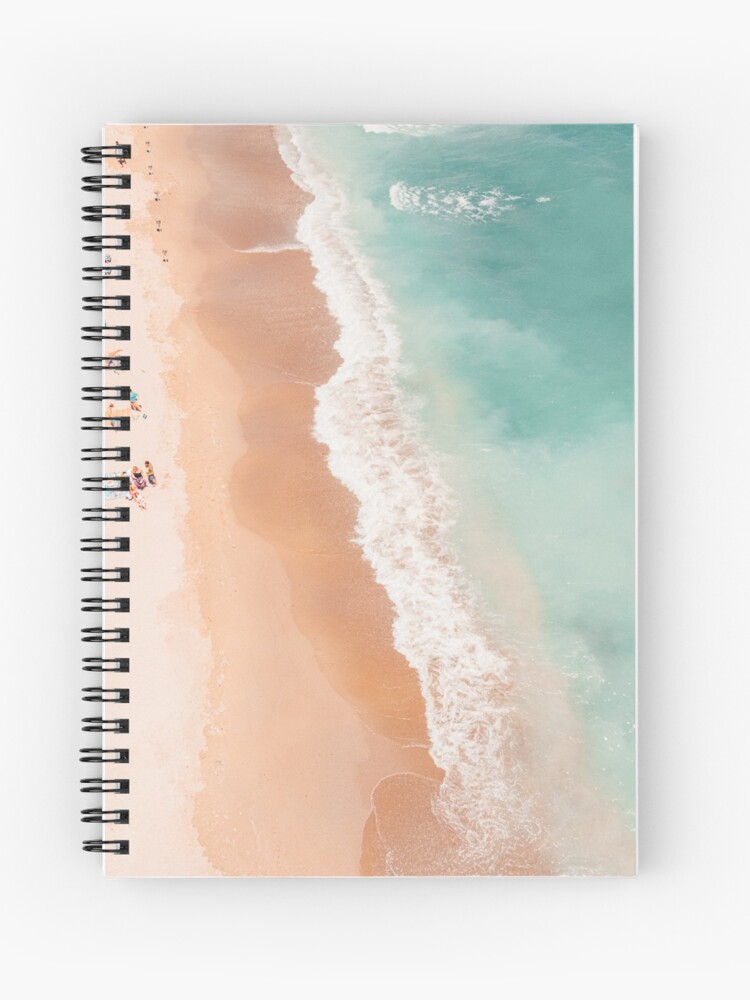 Aerial Ocean Print, Beach Print, Summer Vibes, Aerial Beach People  Umbrellas Print, Beach Photography, Sea Waves Art Print Spiral Notebook  for Sale by radub85