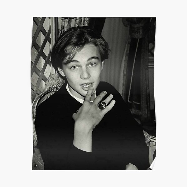 Der junge Leonardo DiCaprio Schwarz und Weiß Poster