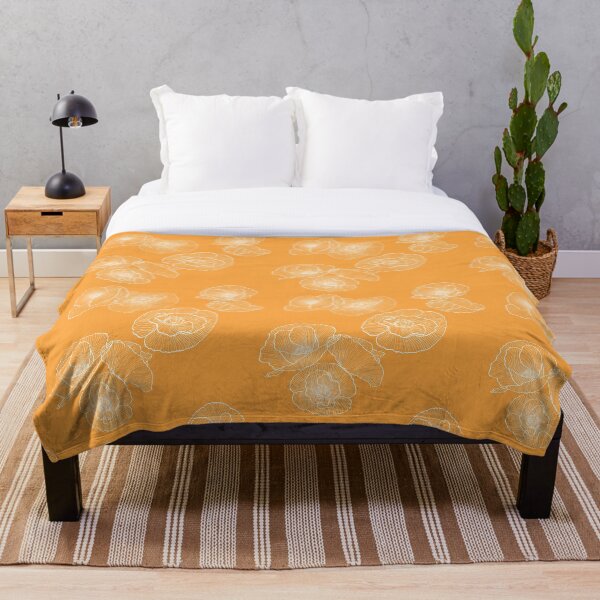 Item preview, cute warm orange and white pattern with poppies designed and sold by AsyaTury.