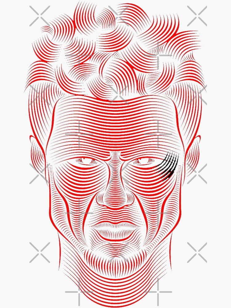 Face View In Line Art Sticker By Khanchoice Redbubble