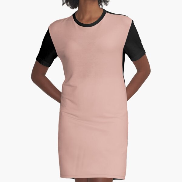 Dusty Pink Color Graphic T-Shirt Dress