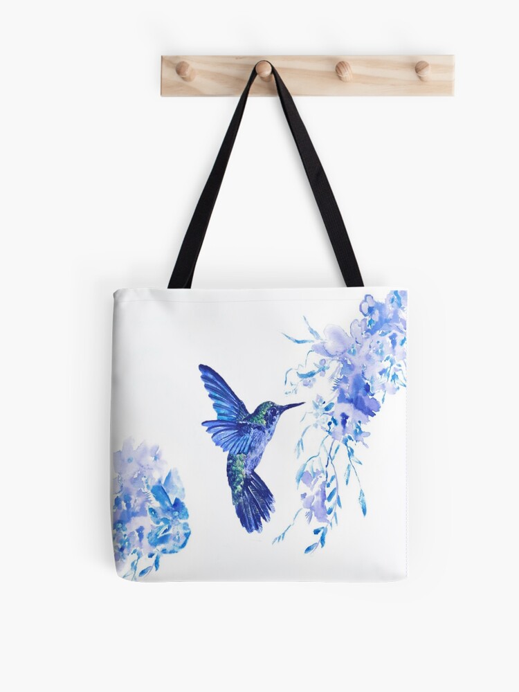 Bolsa de tela for Sale con la obra «Colibrí floral azul» de Barbny