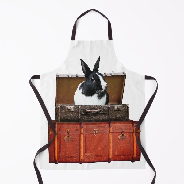 Item preview, black white bunny - rabbit in old suitcases designed and sold by Move-Art.