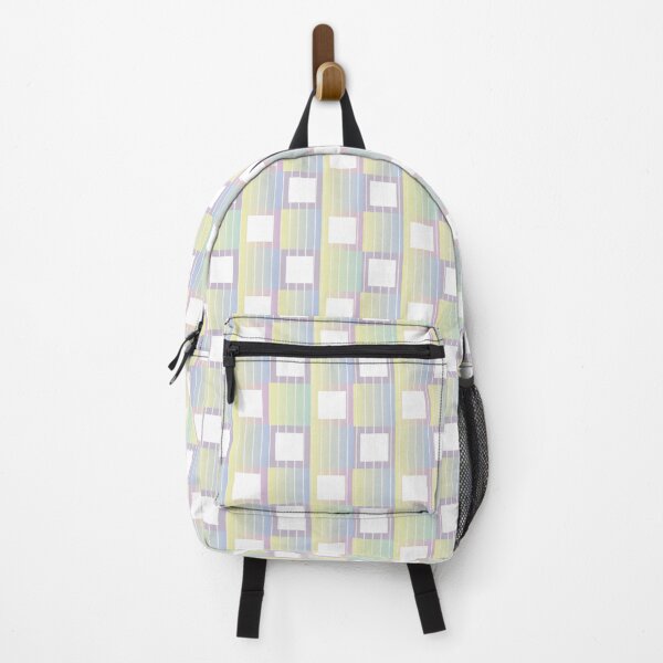 Item preview, abstract geometric pattern with rainbow gradient and white squares designed and sold by rysunki-malunki.