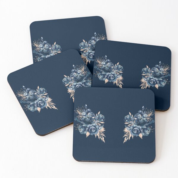 Item preview, Navy Blue Floral, Watercolor Rose designed and sold by PinkLotusArt.