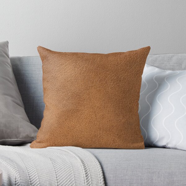 Cognac leather Throw Pillow