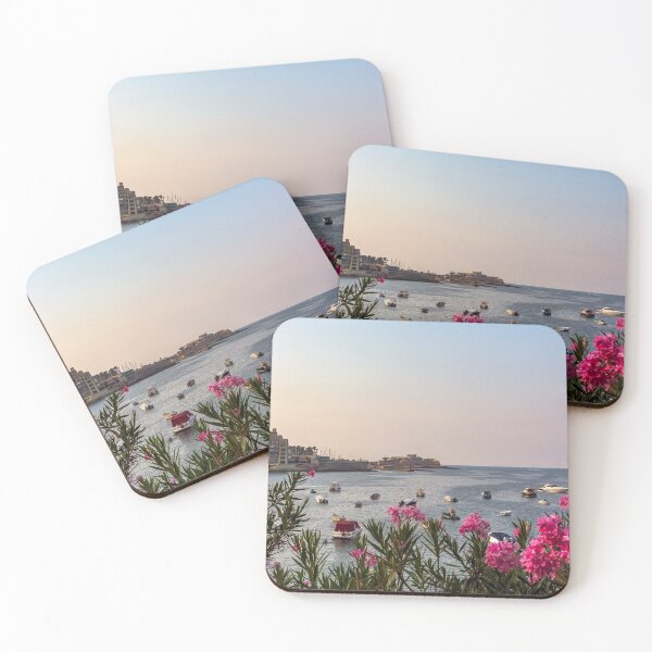 Item preview, Pink Nerium oleander flowers against Malta's Bay designed and sold by lena-maximova.
