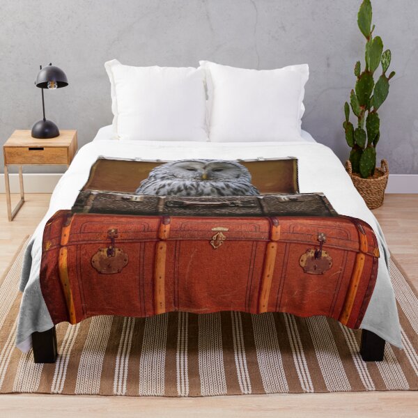 Item preview, gray owl in old suitcases designed and sold by Move-Art.