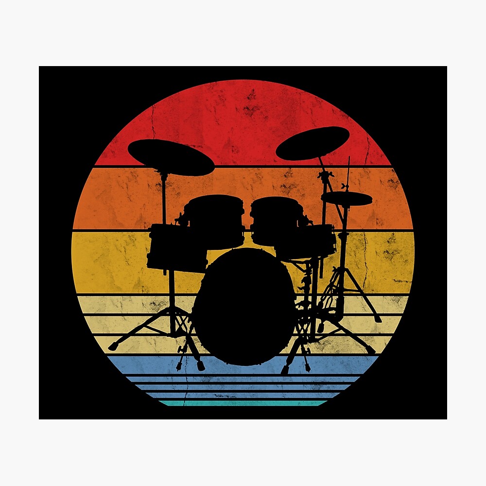 Retro Drums Silhouette For Drummers