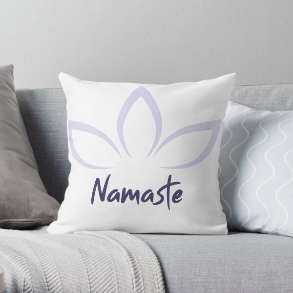 Namaste Lotus Flower Greeting Throw Pillow