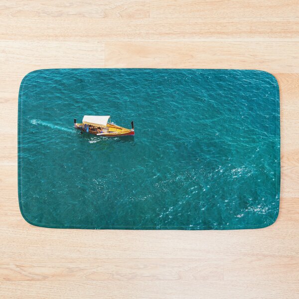 Item preview, Top view on fishing boat in turquoise Mediterranean sea designed and sold by lena-maximova.