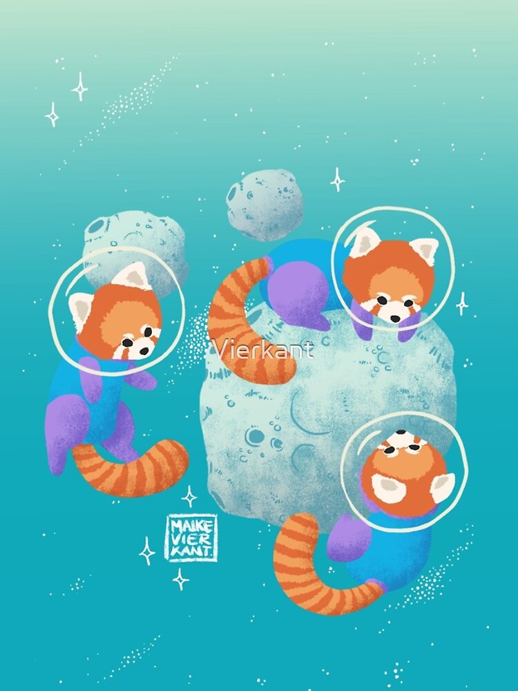 Red Space Pandas in Brighter Skies by Vierkant