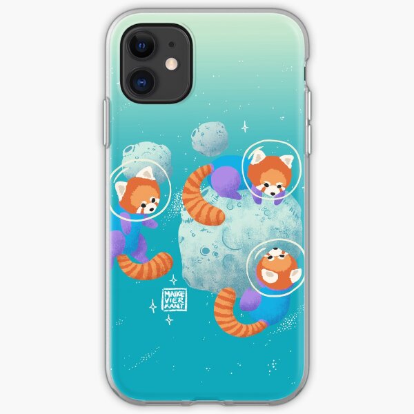 Red Space Pandas in Brighter Skies iPhone Soft Case