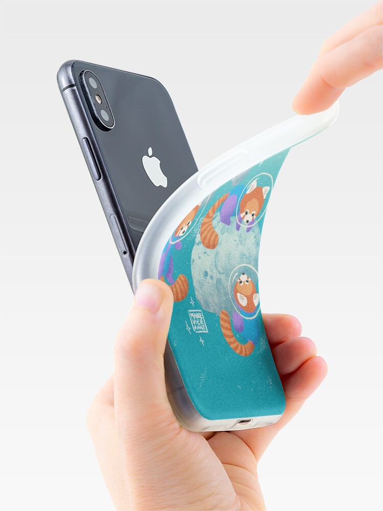 Alternate view of Red Space Pandas in Brighter Skies iPhone Case & Cover