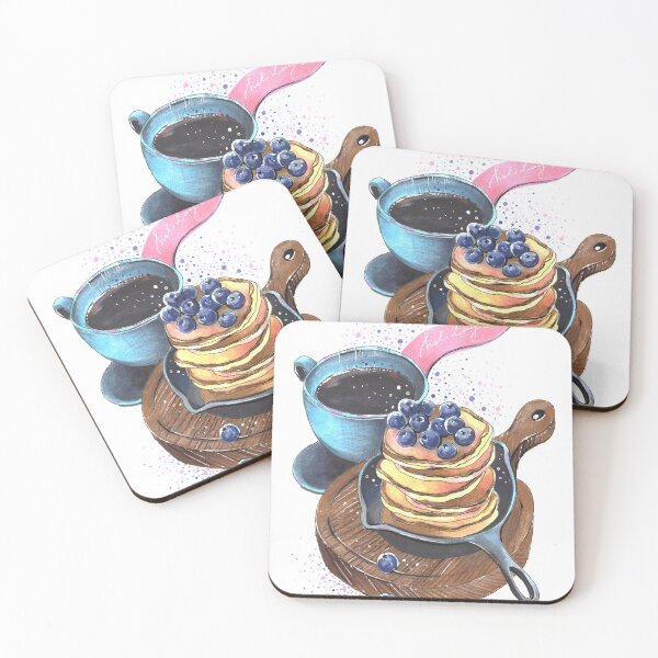 Item preview, hand drawing delicious favorite breakfast with pancakes and coffee designed and sold by InessArt.