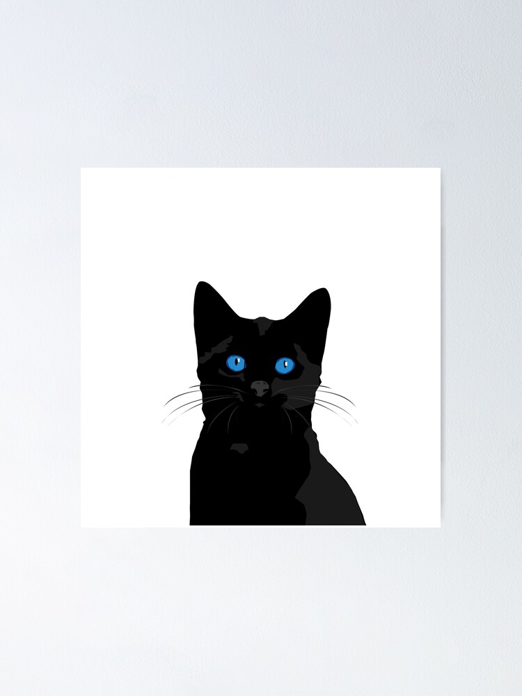 Black Cat With Blue Eyes Poster By Bluhak Redbubble