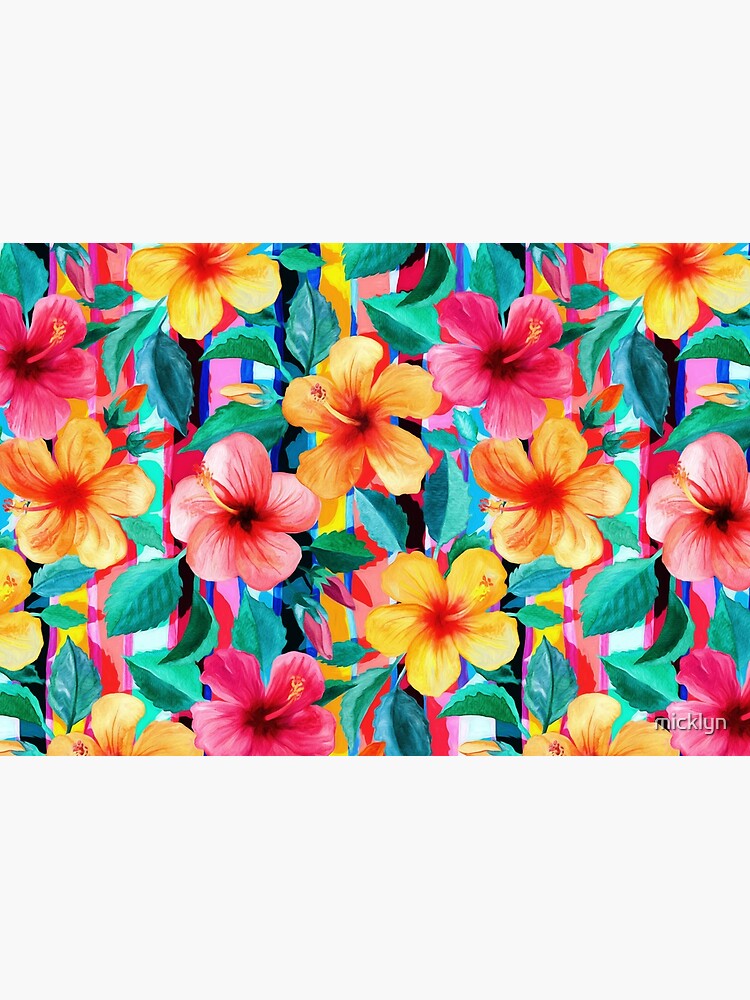 OTT Maximalist Hawaiian Hibiscus Floral with Stripes by micklyn