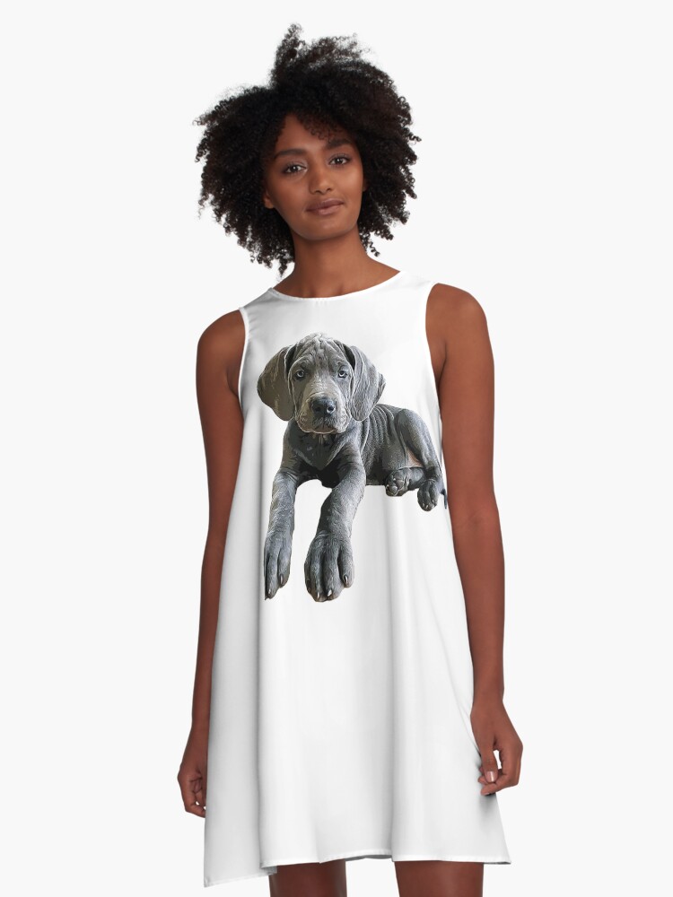 Great Dane Blue Puppy Dog A Line Dress