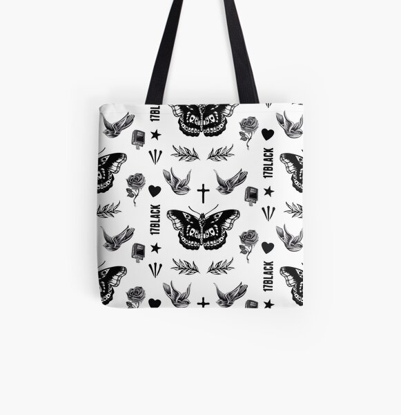 Hazza Bird and Butterfly Tattoos All Over Print Tote Bag