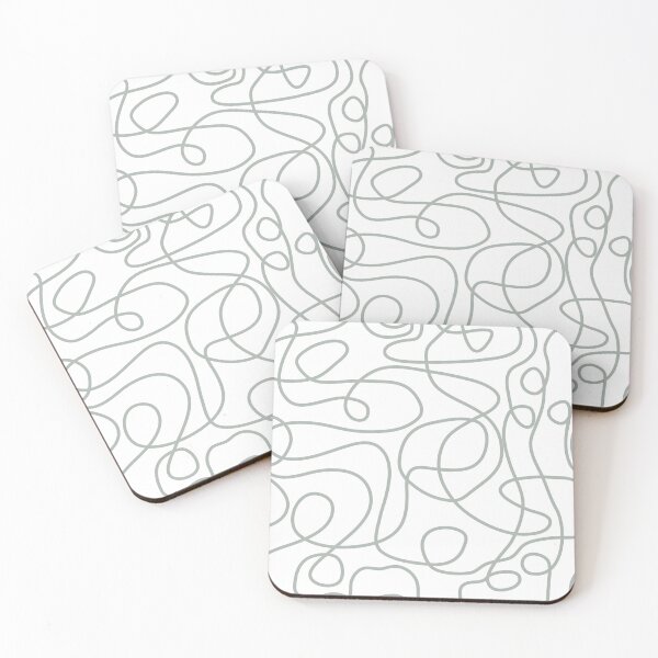 Item preview, Doodle Line Art Pattern | Medium Gray Green on White designed and sold by itsjensworld.