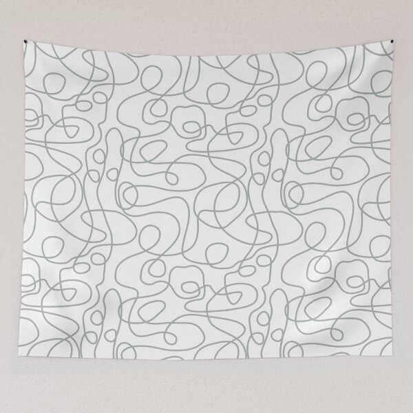 Item preview, Doodle Line Art Pattern | Medium Gray Green on White designed and sold by itsjensworld.