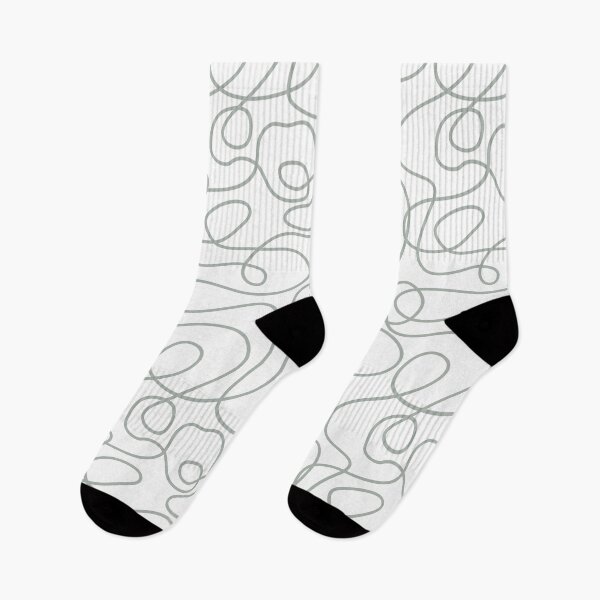 Item preview, Doodle Line Art Pattern | Medium Gray Green on White designed and sold by itsjensworld.