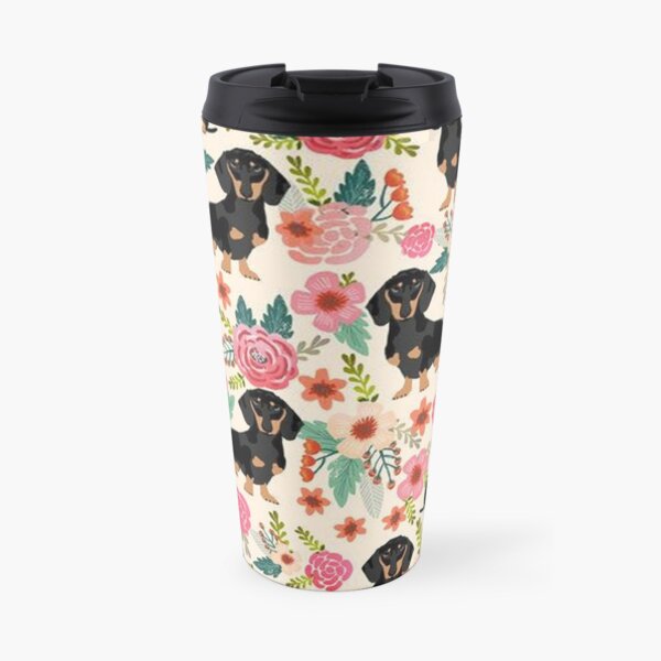 Dachshund Dogs and flowers Travel Mug