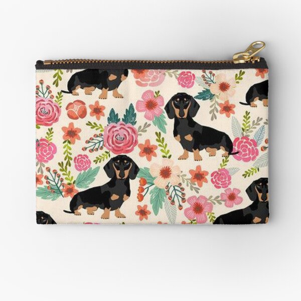 Dachshund Dogs and flowers Zipper Pouch