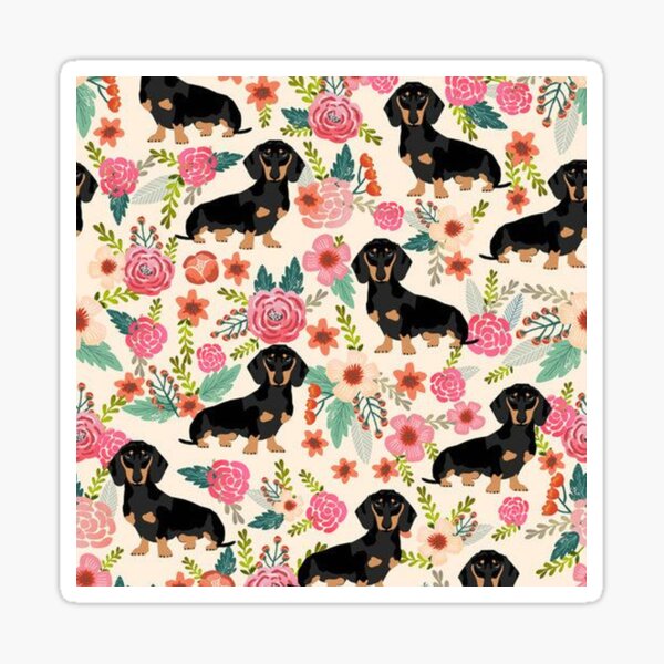 Dachshund Dogs and flowers Sticker