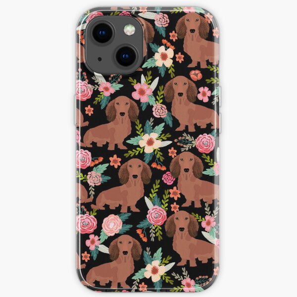 Dachshund Dogs with flowers iPhone Soft Case