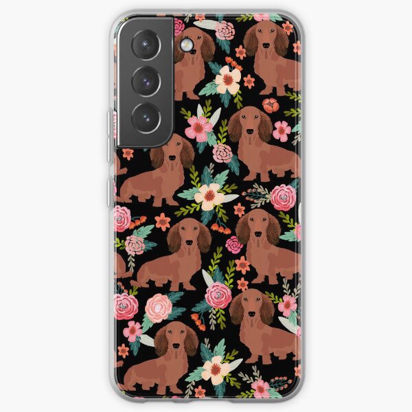 Dachshund Dogs with flowers Samsung Galaxy Soft Case
