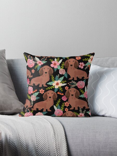 Vista previa del artículo con la obra «Perros Dachshund con flores», diseñado y vendido por Coolstuff4you71.