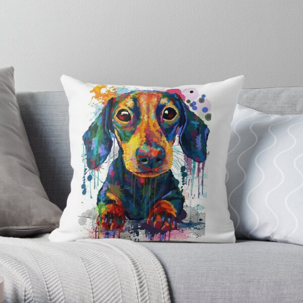 Dachshund Dog Art Throw Pillow