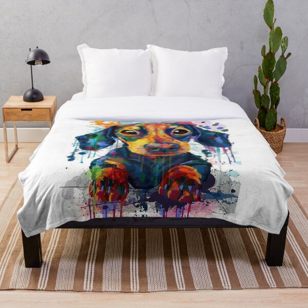 Dachshund Dog Art Throw Blanket