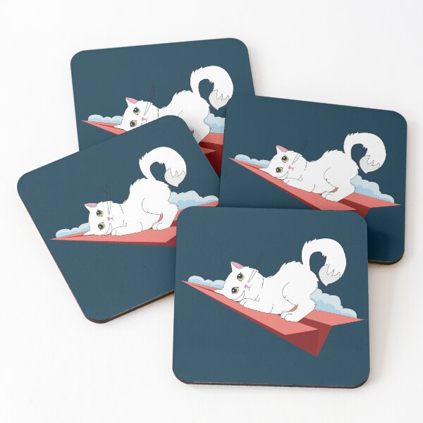 Item preview, Cute white cat flying on a red paper airplane designed and sold by SGS-.